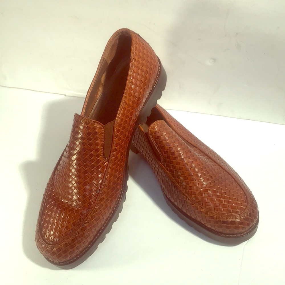 FIERAMOSCA & CO DESIGNER WEAVED LEATHER SLIPONS